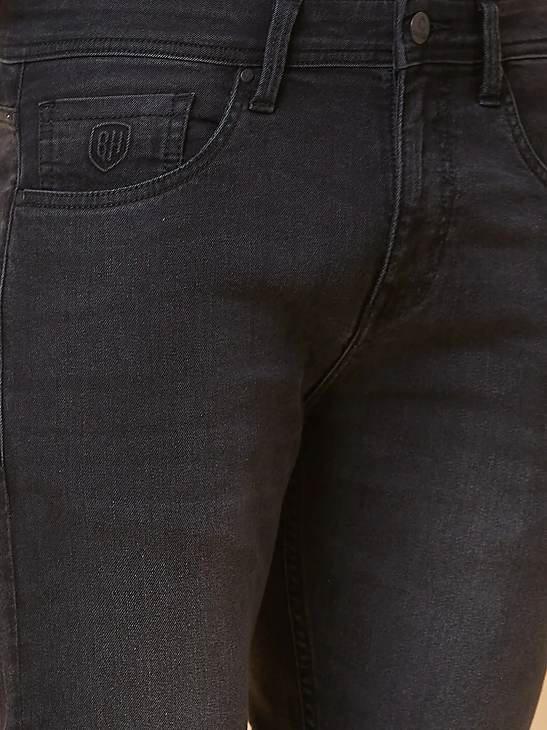 Black Slim Straight Fit Men's Denims by Being Human Clothing - Image 5