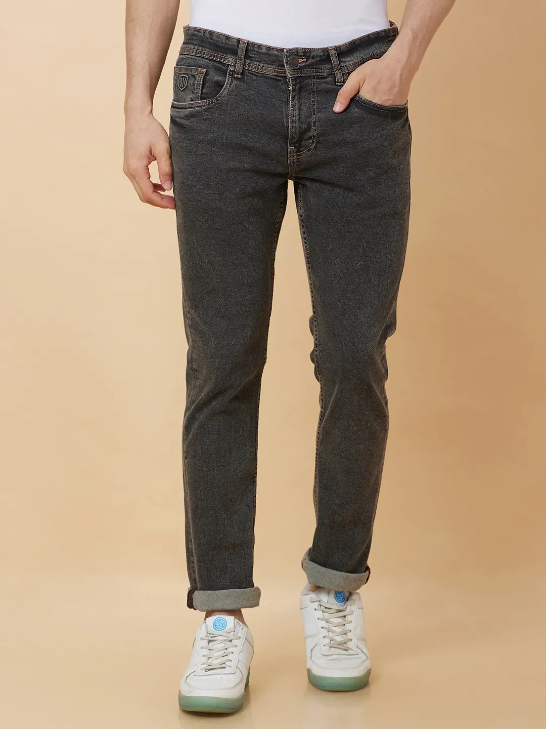 Black Slim Straight Fit Men's Denims by Being Human Clothing