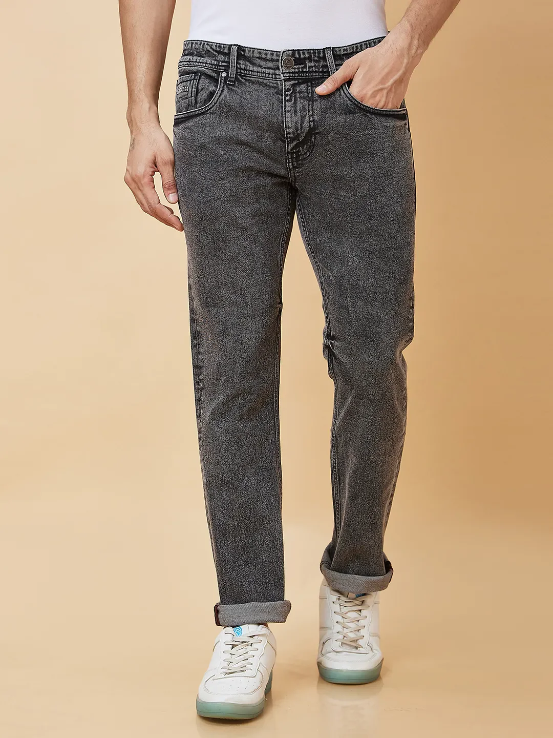 Black Slim Straight Fit Men's Denims by Being Human Clothing