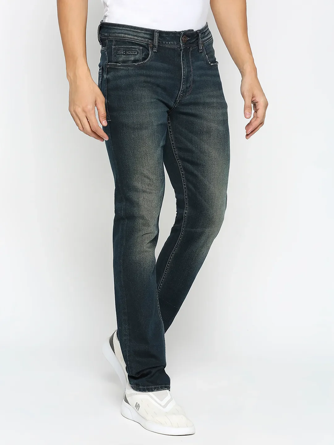 Blue Slim Straight Fit Men's Denims by Being Human Clothing - Image 3