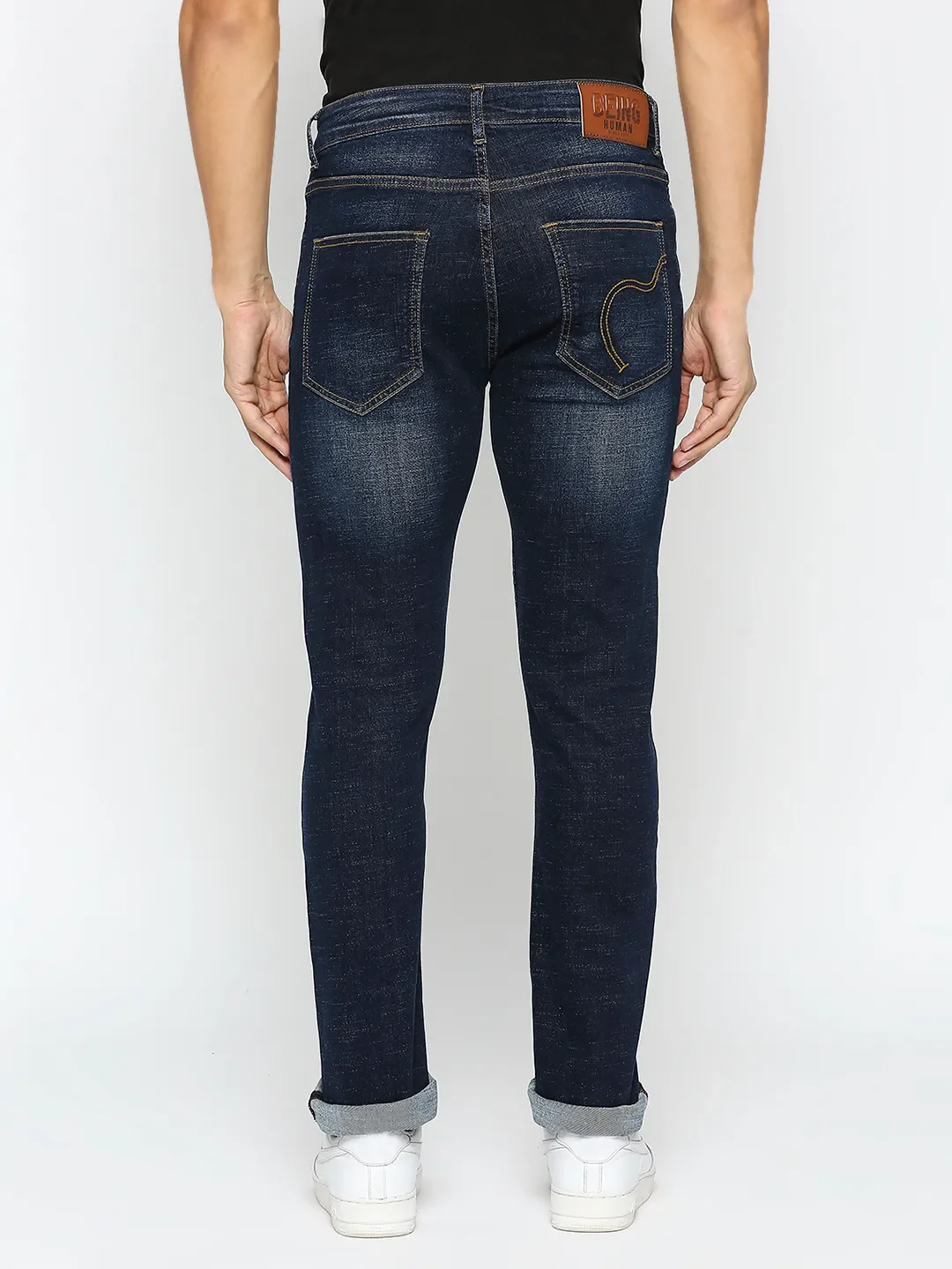 Blue Slim Straight Fit Men's Denims by Being Human Clothing - Image 4