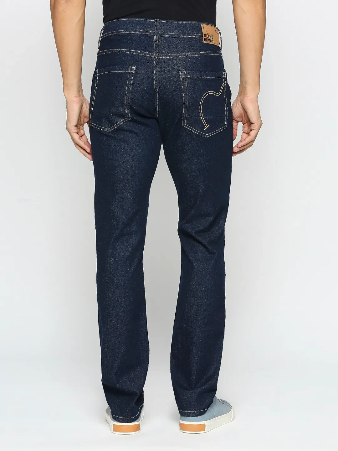 Blue Slim Straight Fit Men's Denims by Being Human Clothing - Image 4