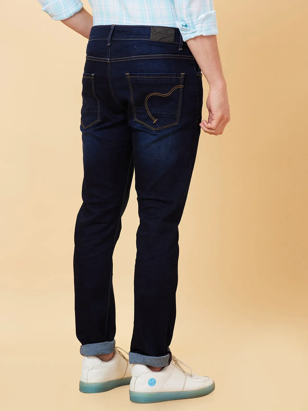 Blue Slim Straight Fit Men's Denims by Being Human Clothing - Image 4