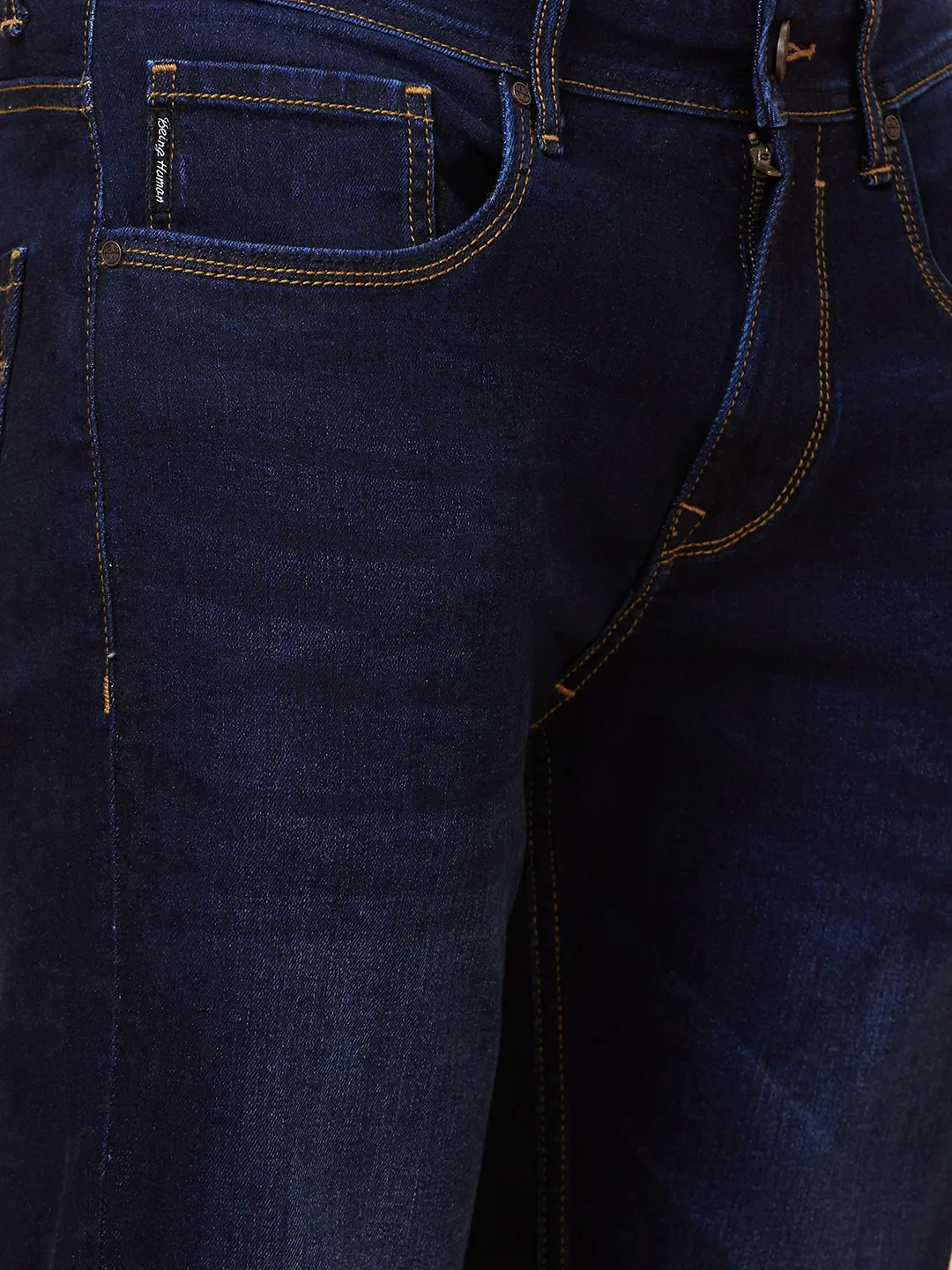 Blue Slim Straight Fit Men's Denims by Being Human Clothing - Image 5