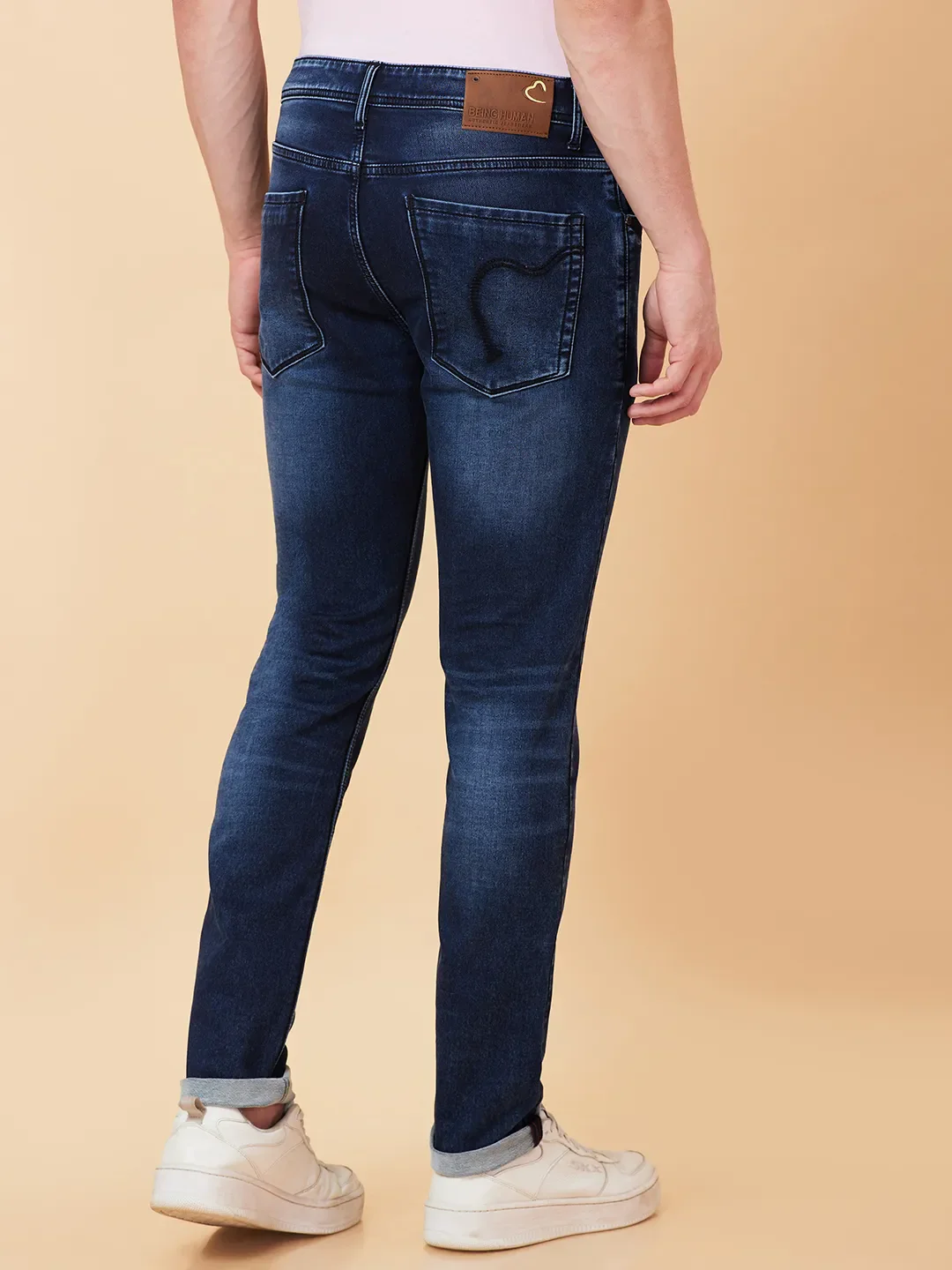 Blue Slim Straight Fit Men's Denims by Being Human Clothing - Image 3