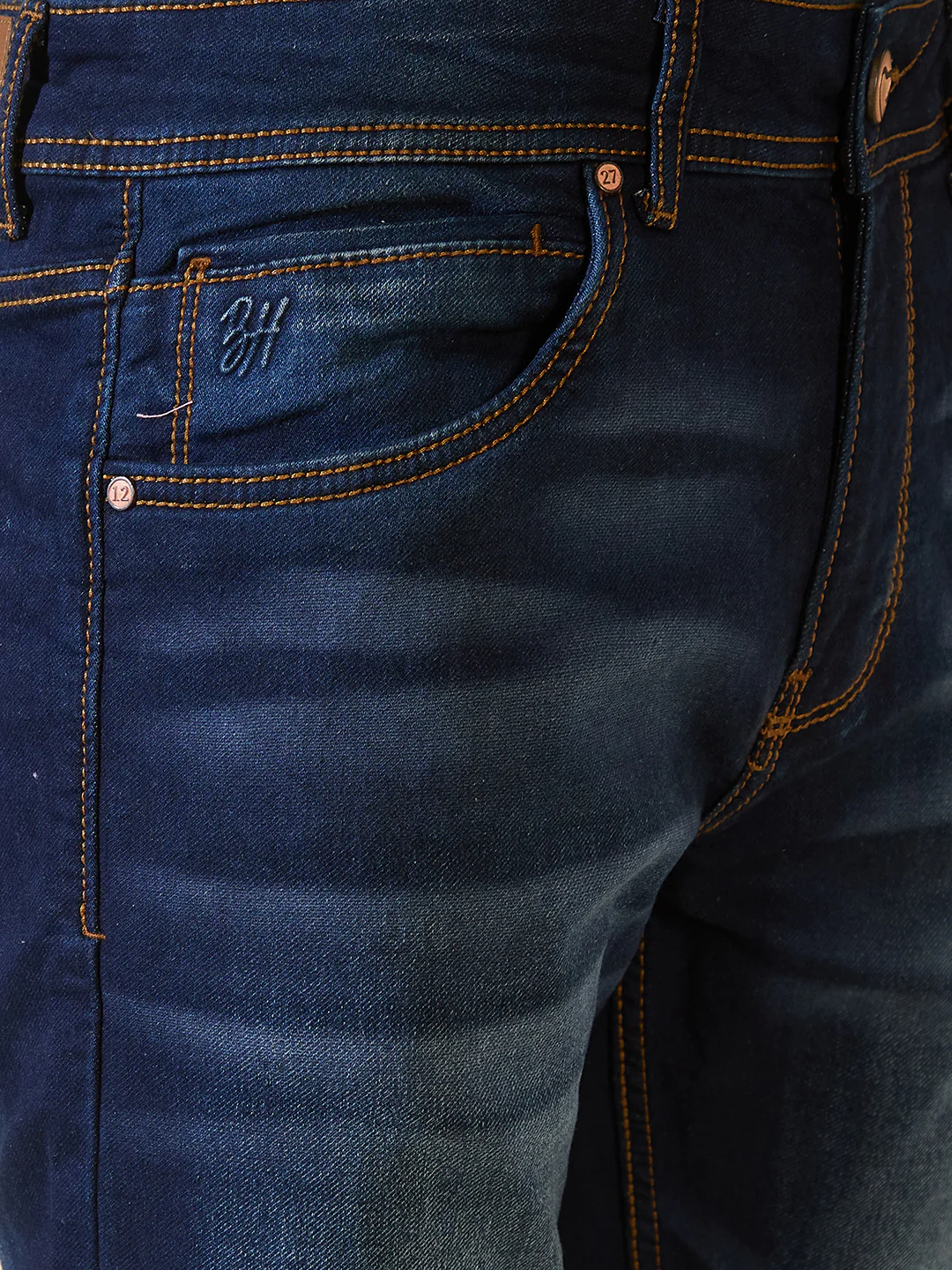Dark Blue Slim Straight Fit Denims For Men By Being Human Clothing - Image 5