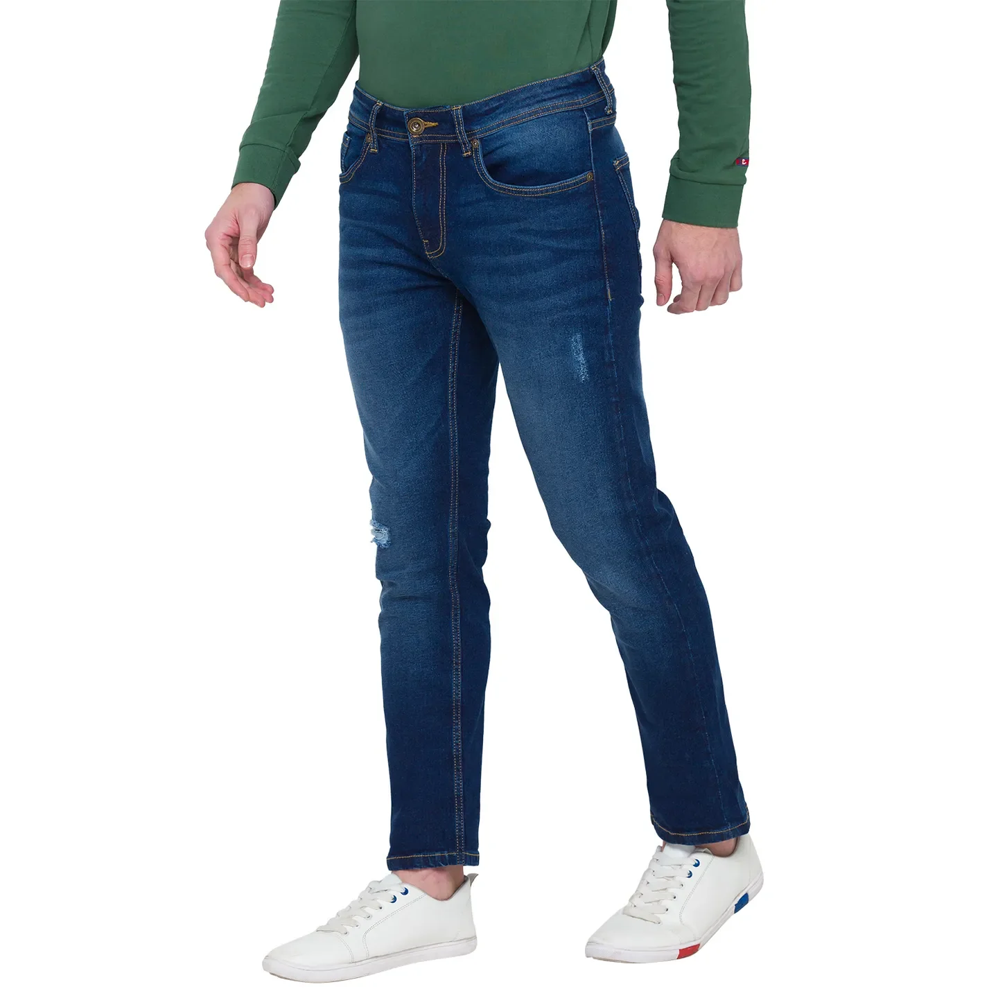 Blue Slim Straight Fit Men's Denims by Being Human Clothing - Image 2