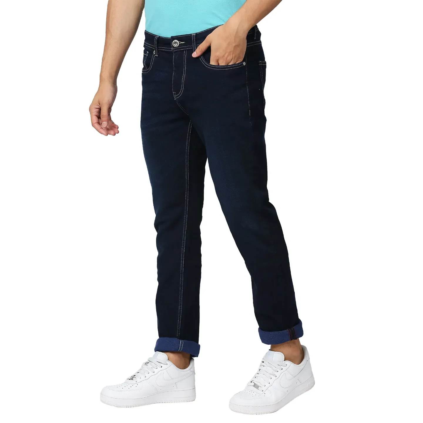 Blue Slim Straight Fit Men's Denims by Being Human Clothing - Image 2