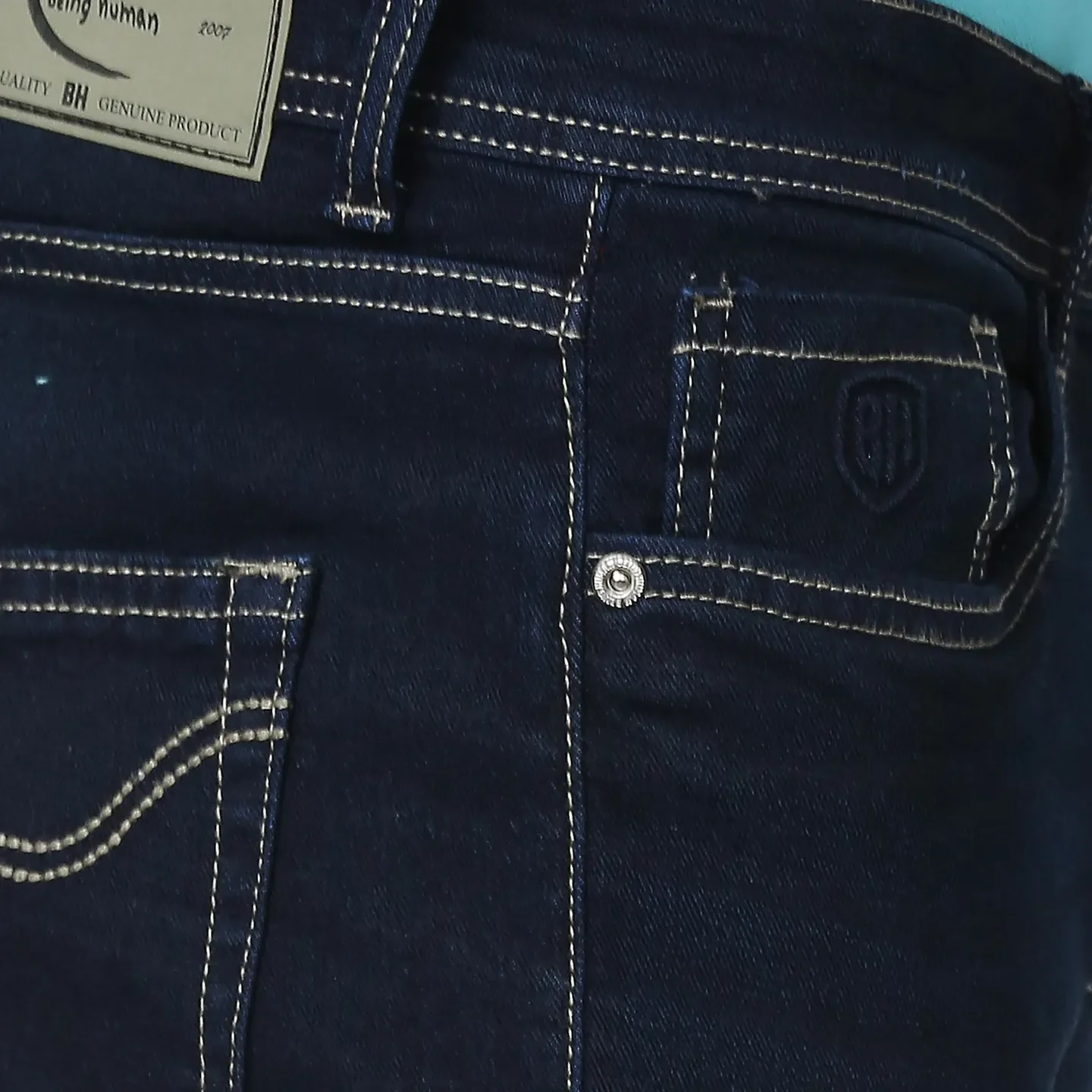 Blue Slim Straight Fit Men's Denims by Being Human Clothing - Image 5