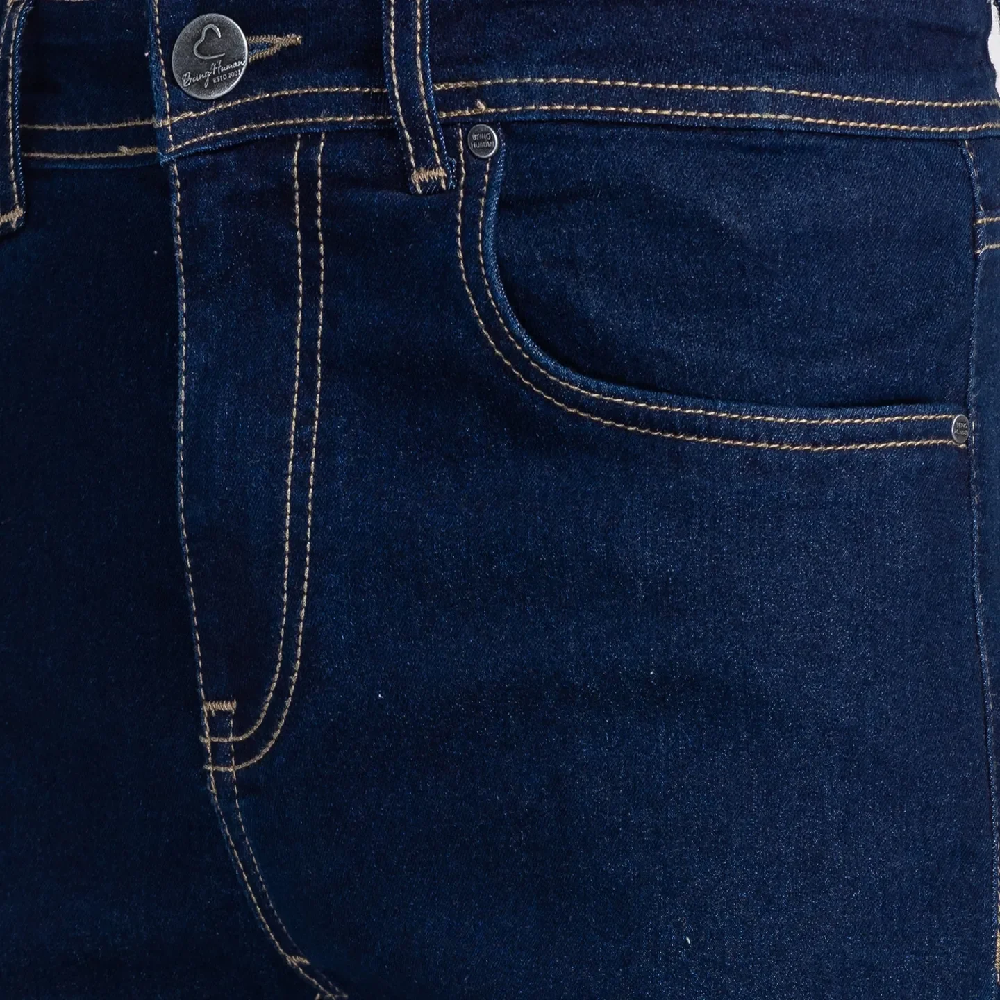 Blue Slim Straight Fit Men's Denims by Being Human Clothing - Image 5