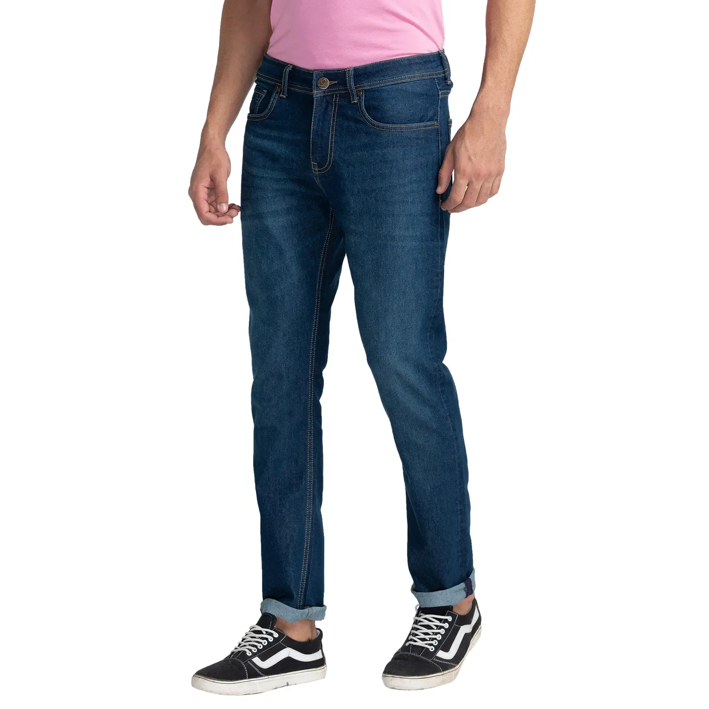 Blue Slim Straight Fit Men's Denims by Being Human Clothing - Image 4