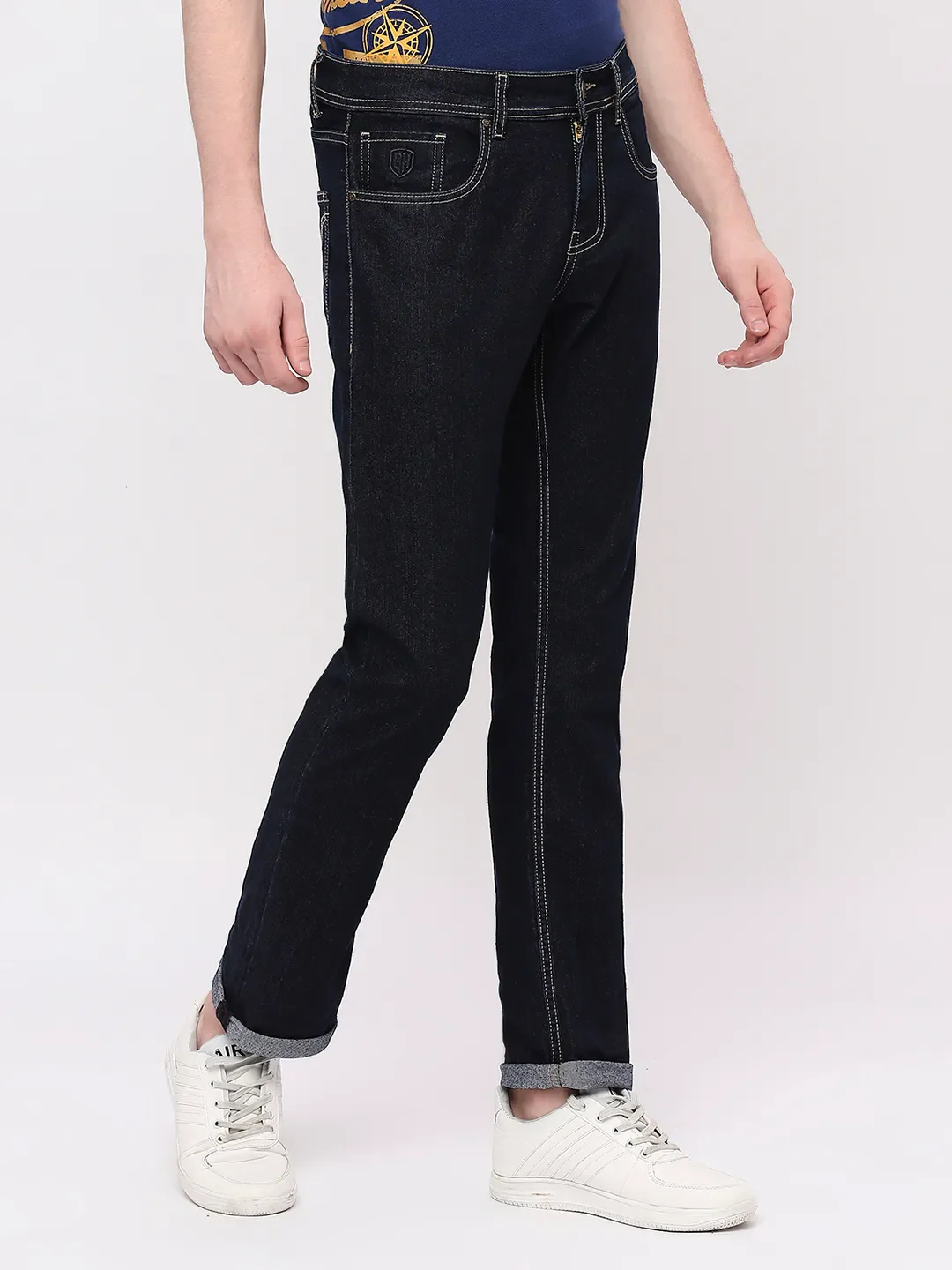 Blue Slim Straight Fit Men's Denims by Being Human Clothing - Image 2