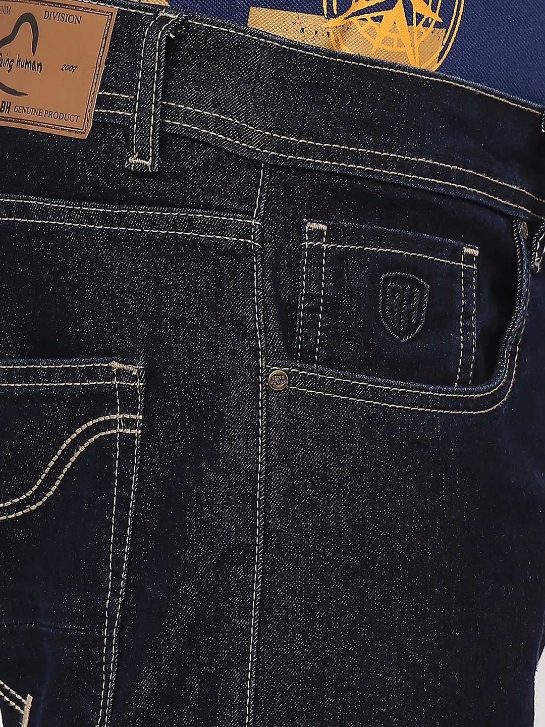 Blue Slim Straight Fit Men's Denims by Being Human Clothing - Image 5