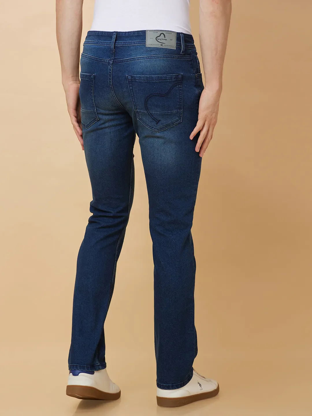 Blue Slim Straight Fit Men's Denims by Being Human Clothing - Image 3