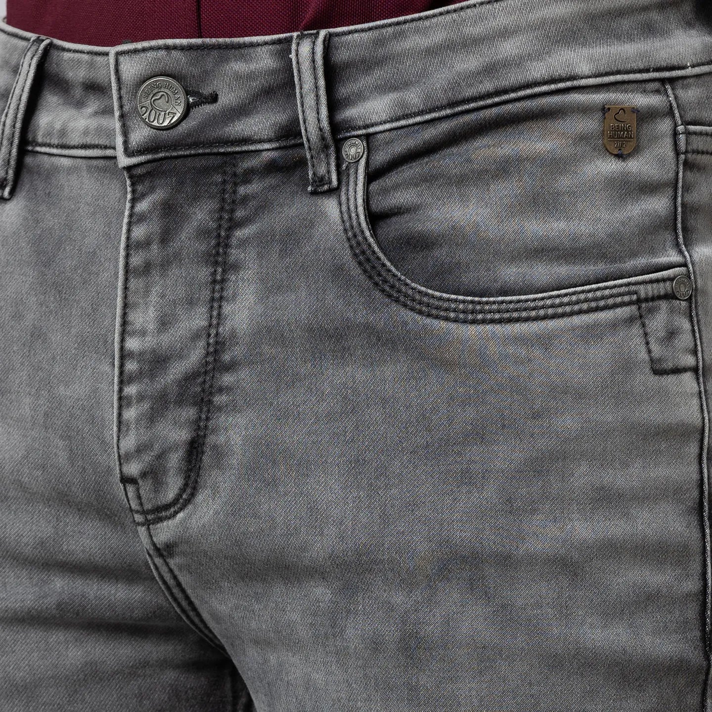 Grey Slim Straight Fit Men's Denims by Being Human Clothing - Image 5