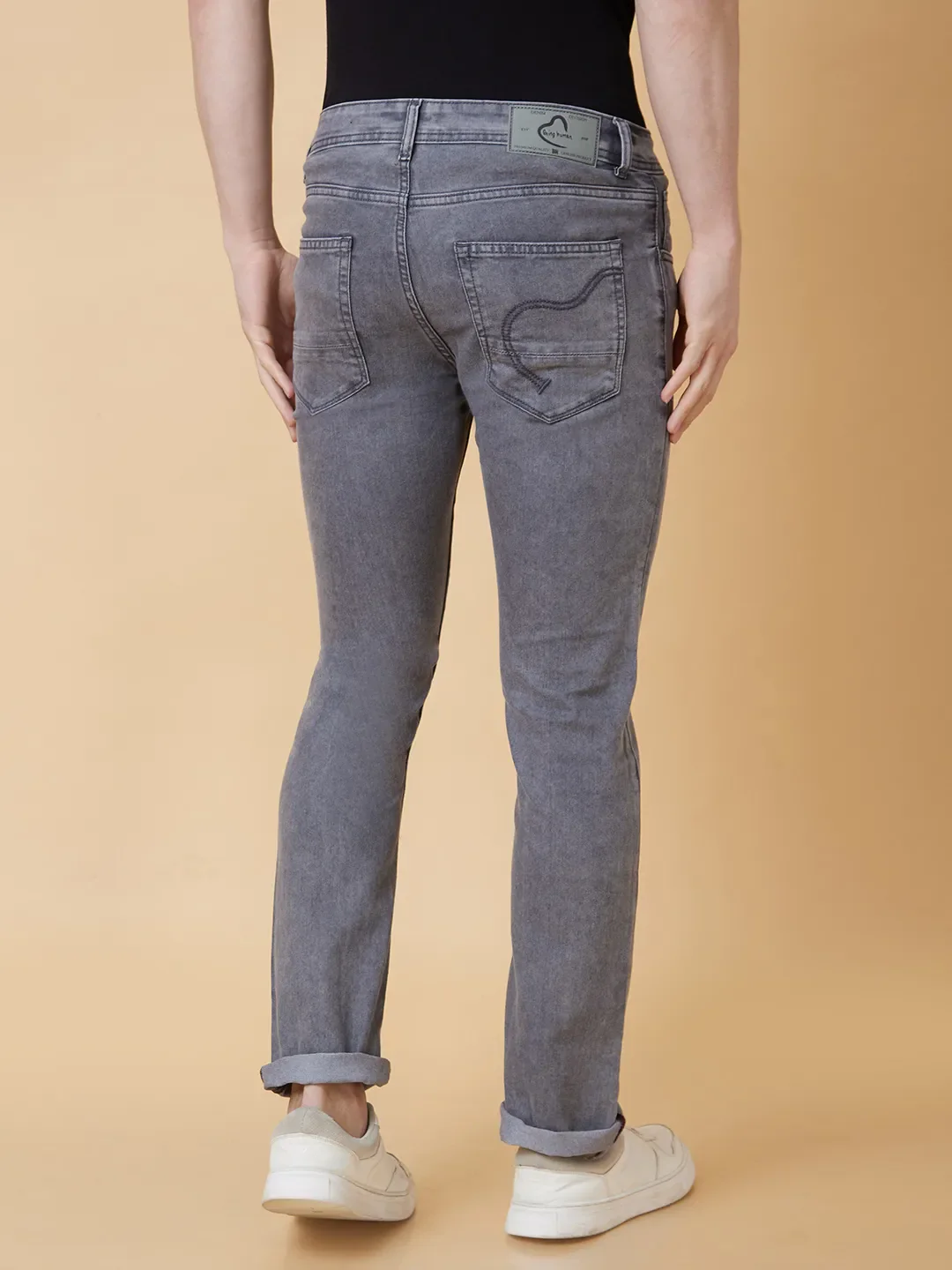 Grey Slim Straight Fit Men's Denims by Being Human Clothing - Image 2