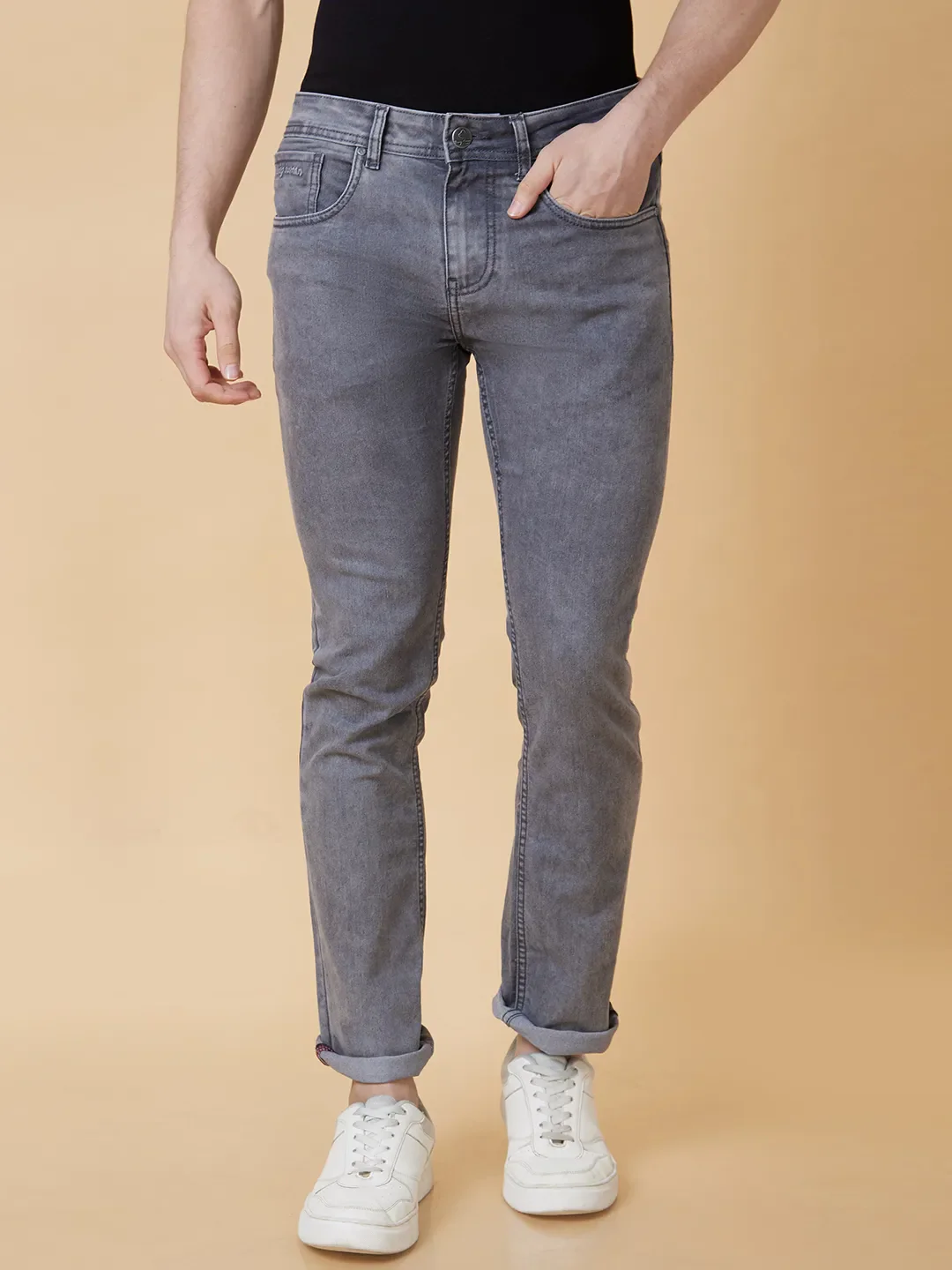 Grey Slim Straight Fit Men's Denims by Being Human Clothing - Image 6
