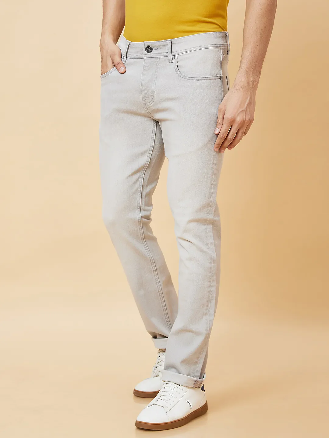 Grey Slim Straight Fit Men's Denims by Being Human Clothing - Image 3