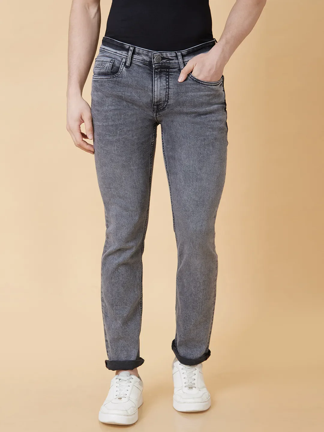 Grey Slim Straight Fit Men's Denims by Being Human Clothing - Image 6