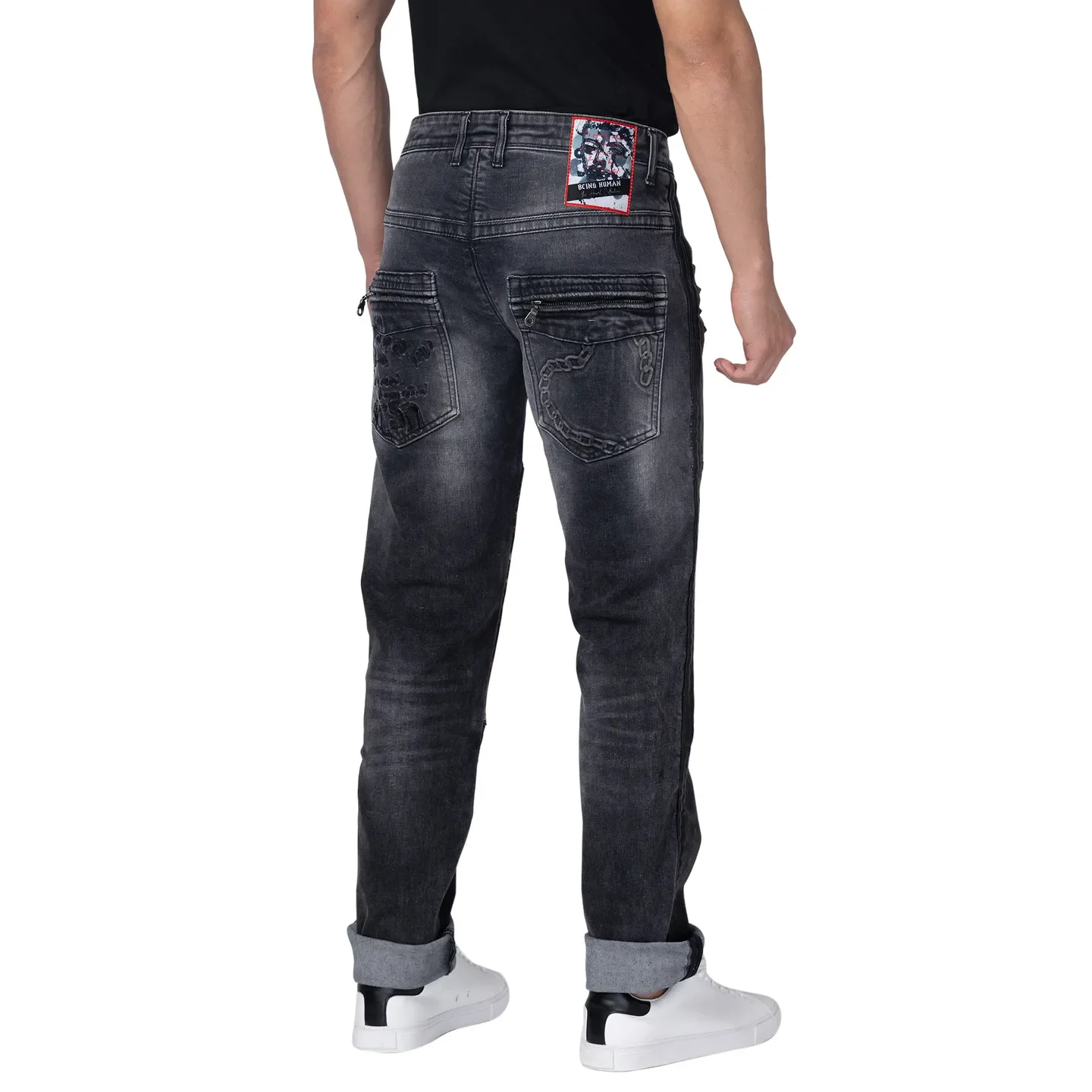 Grey Slim Straight Fit Men's Denims by Being Human Clothing - Image 3