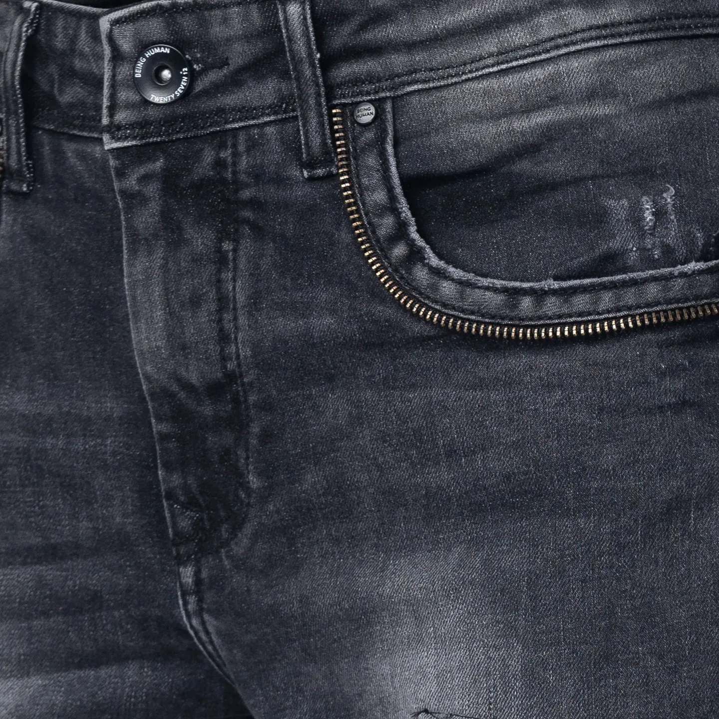 Grey Slim Straight Fit Men's Denims by Being Human Clothing - Image 4