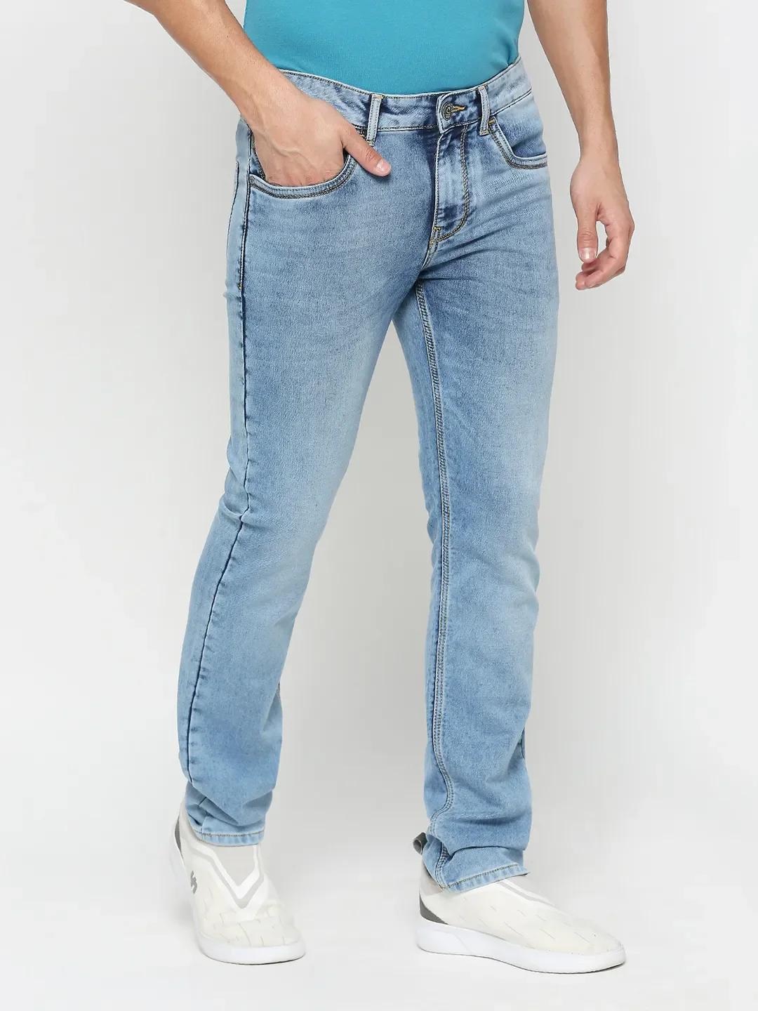 Blue Slim Straight Fit Men's Denims by Being Human Clothing - Image 3