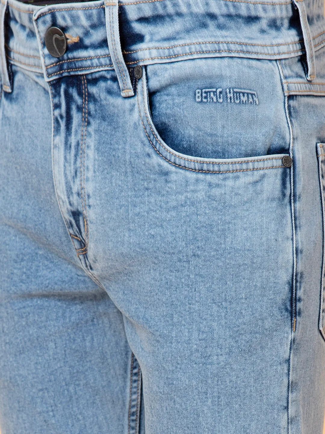 Blue Slim Straight Fit Men's Denims by Being Human Clothing - Image 5