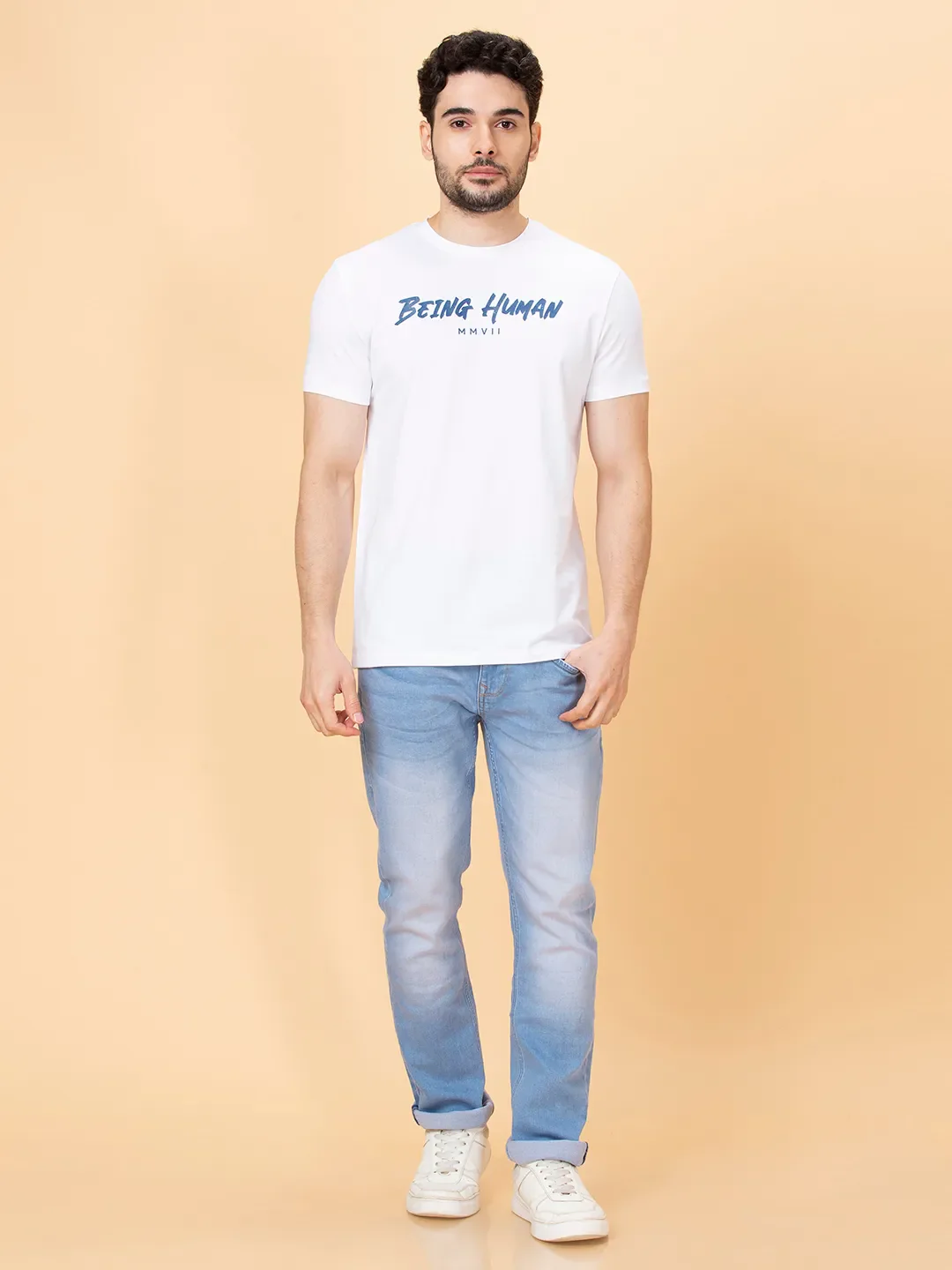 Blue Slim Straight Fit Men's Denims by Being Human Clothing - Image 2