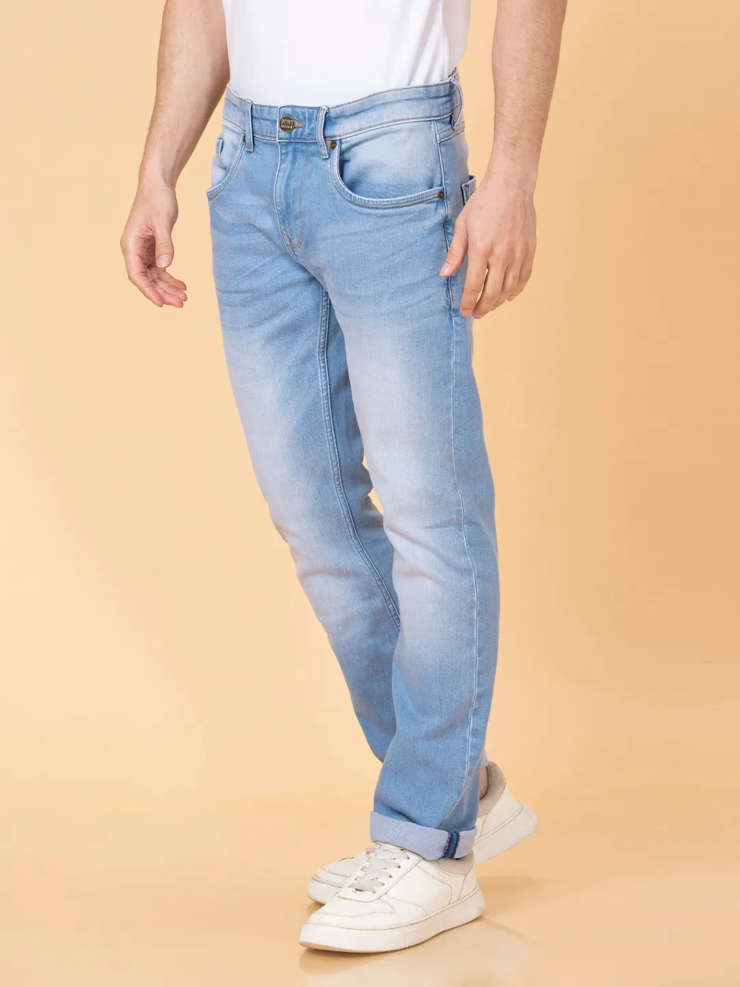 Blue Slim Straight Fit Men's Denims by Being Human Clothing - Image 4
