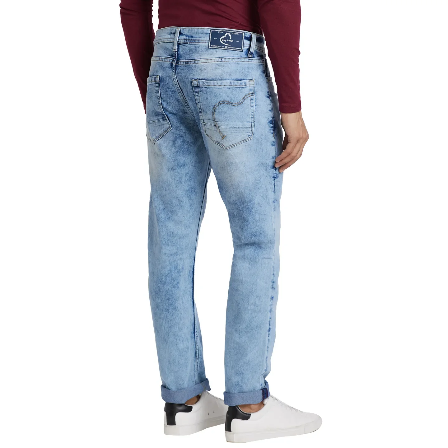 Blue Slim Straight Fit Men's Denims by Being Human Clothing - Image 3