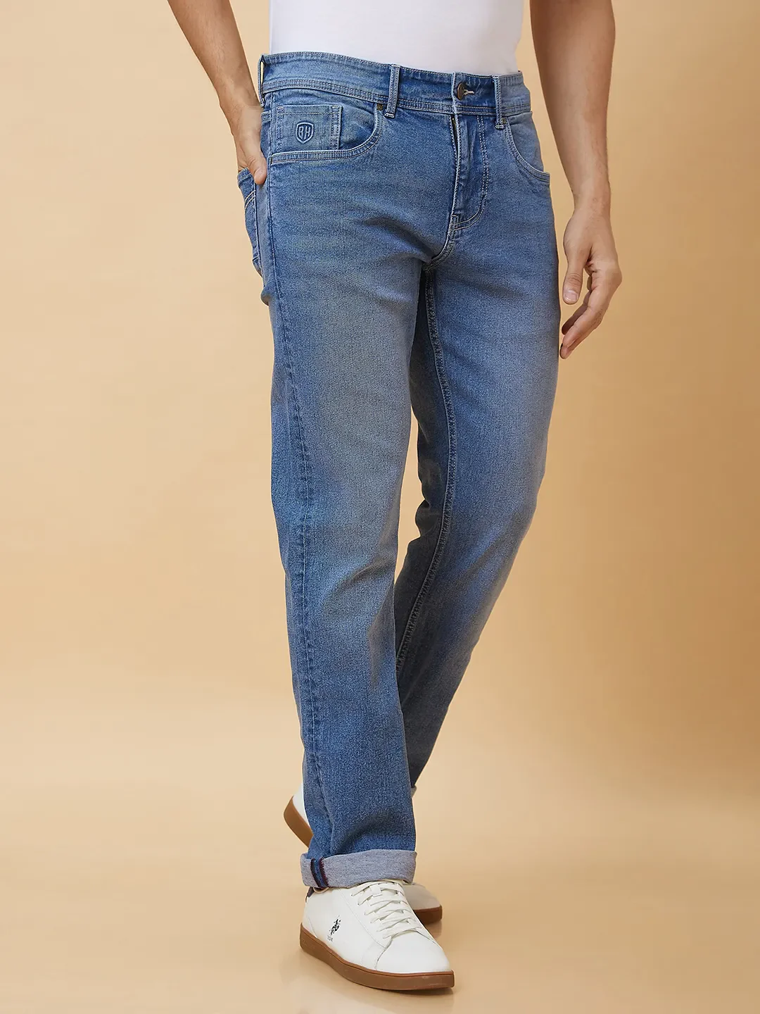 Blue Slim Straight Fit Men's Denims by Being Human Clothing - Image 3