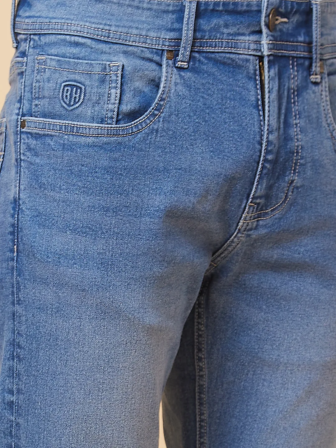 Blue Slim Straight Fit Men's Denims by Being Human Clothing - Image 5