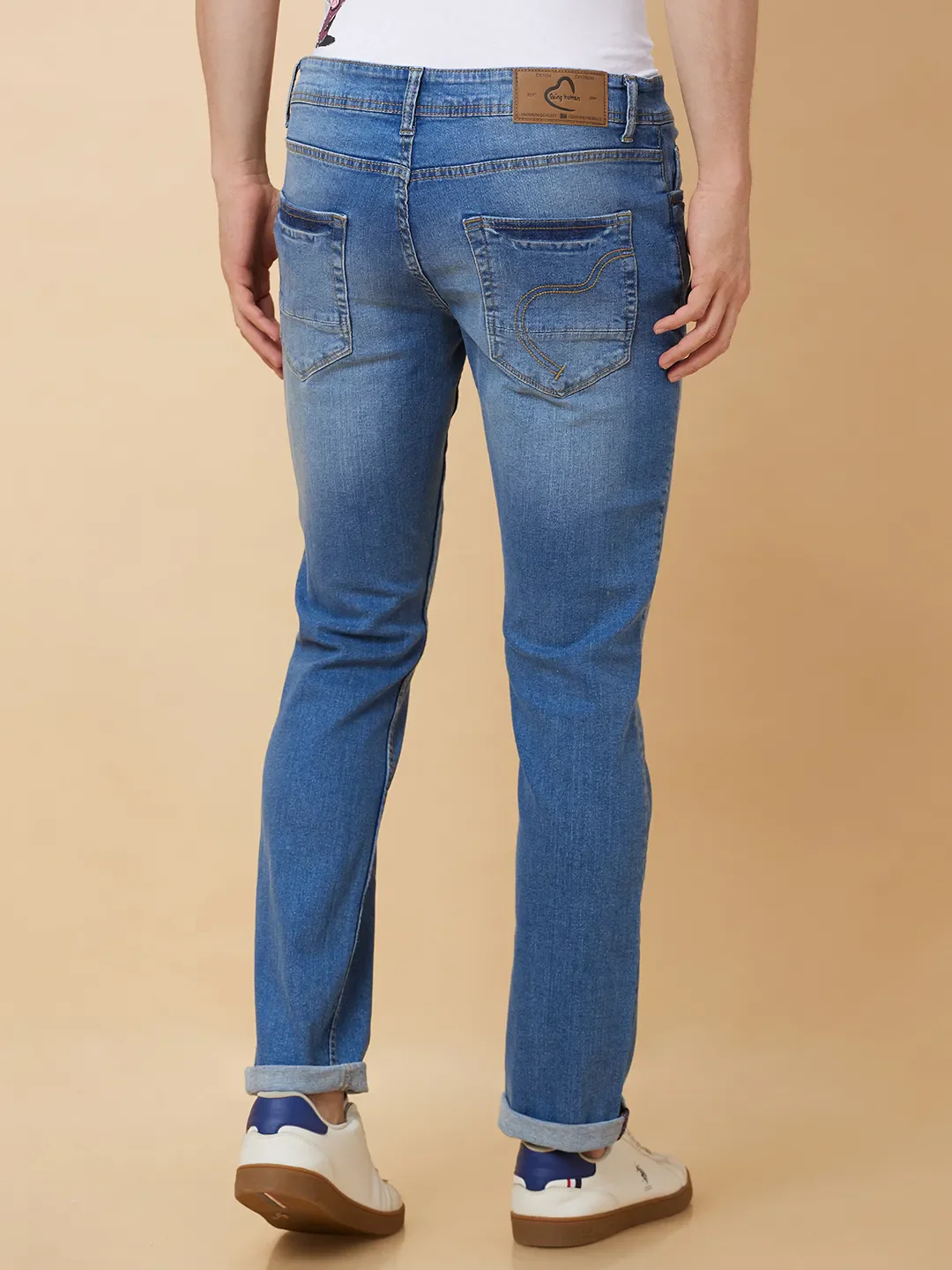 Blue Slim Straight Fit Men's Denims by Being Human Clothing - Image 3