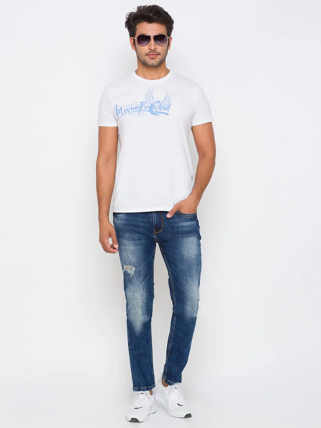 Blue Slim Straight Fit Men's Denims by Being Human Clothing - Image 6