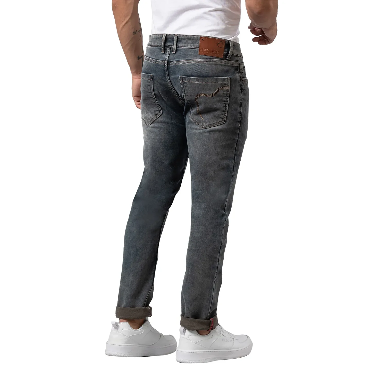 Blue Slim Straight Fit Men's Denims by Being Human Clothing - Image 3