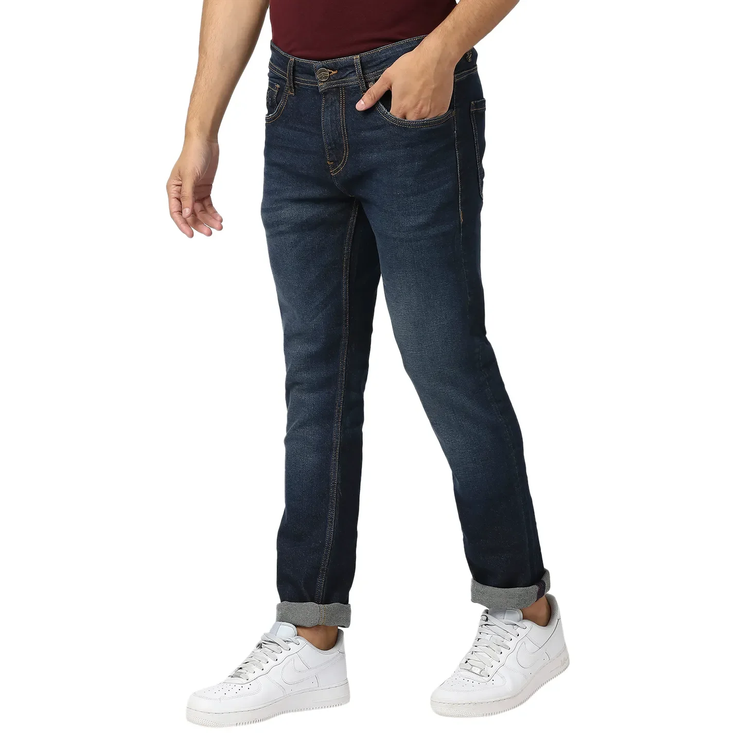 Blue Slim Straight Fit Men's Denims by Being Human Clothing - Image 2