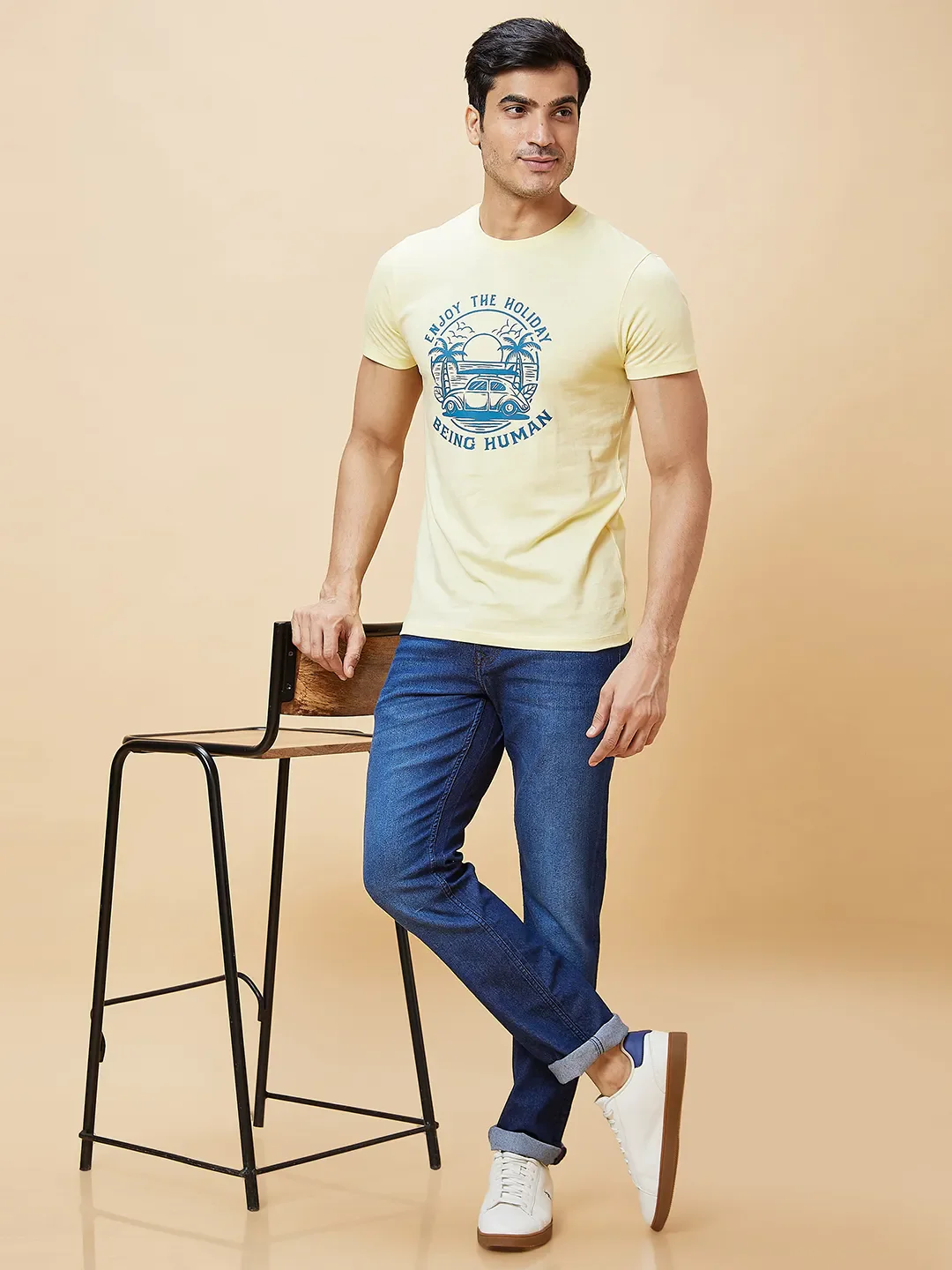 Blue Slim Straight Fit Men's Denims by Being Human Clothing - Image 6