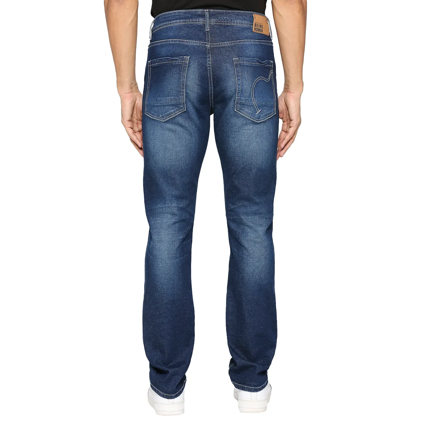 Blue Slim Straight Fit Men's Denims by Being Human Clothing - Image 4