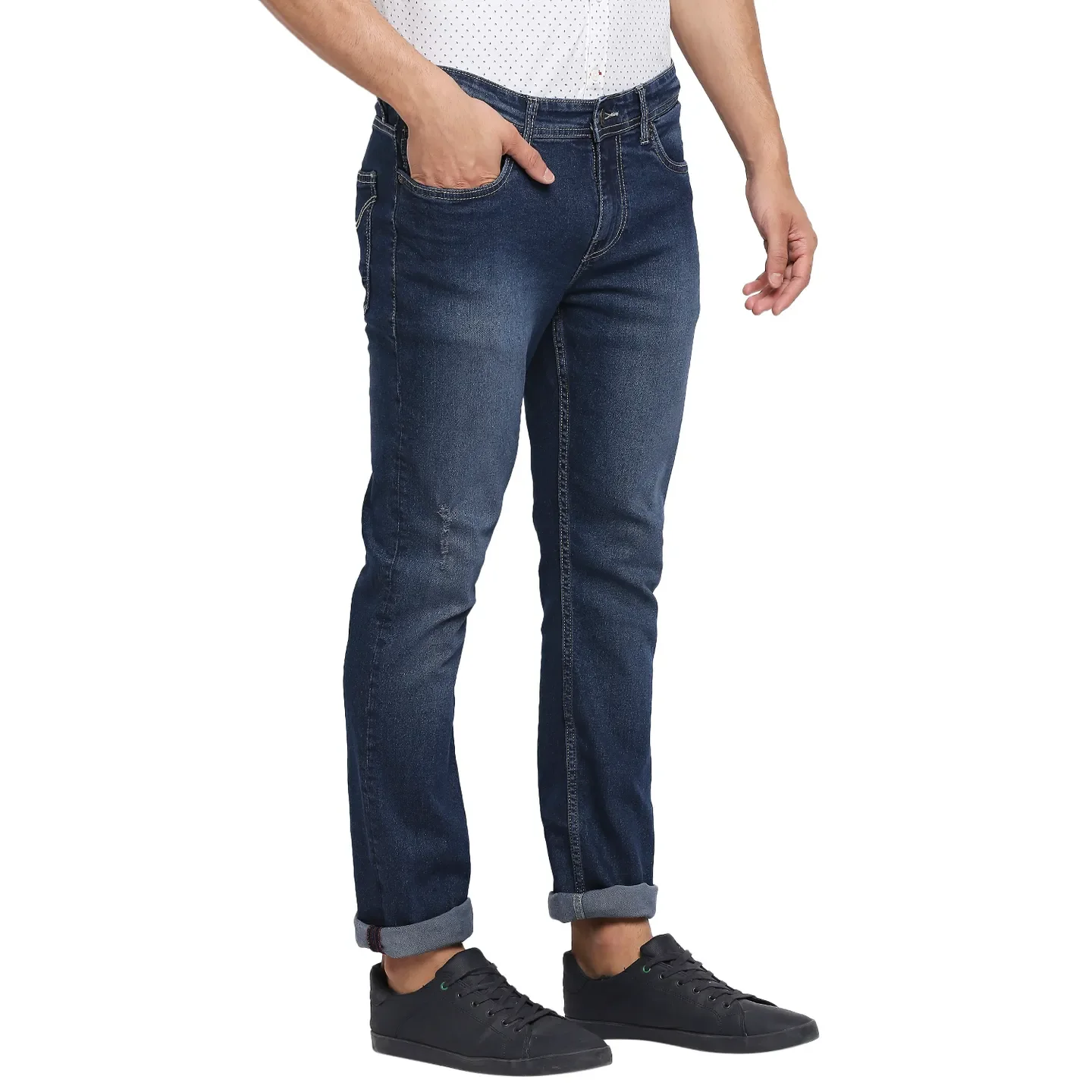 Blue Slim Straight Fit Men's Denims by Being Human Clothing - Image 3
