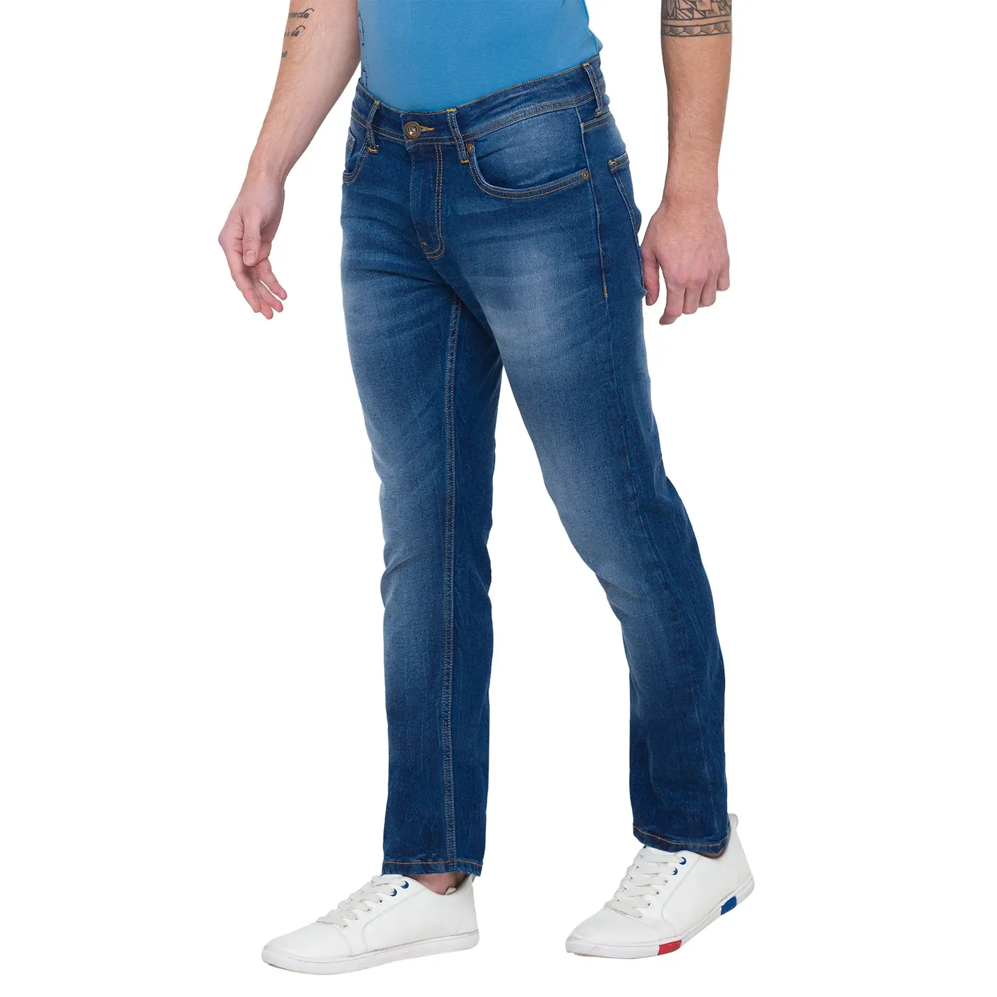 Blue Slim Straight Fit Men's Denims by Being Human Clothing - Image 2