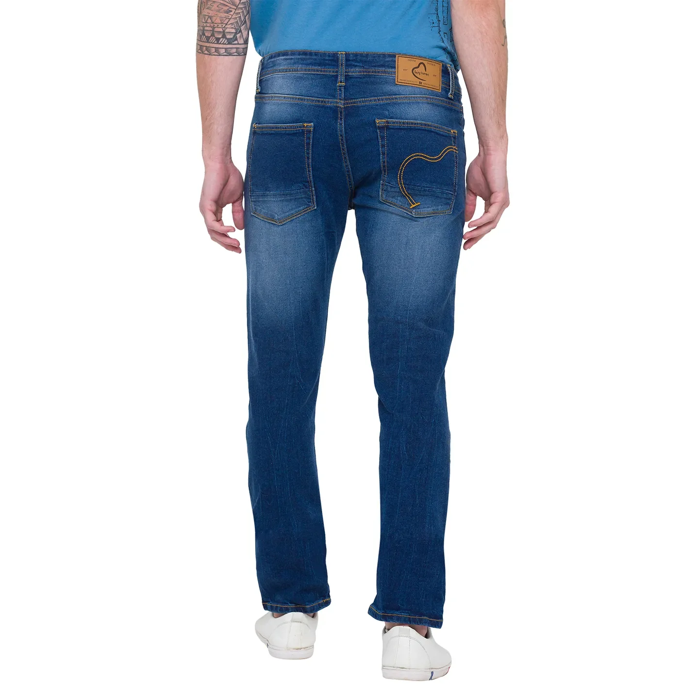 Blue Slim Straight Fit Men's Denims by Being Human Clothing - Image 3
