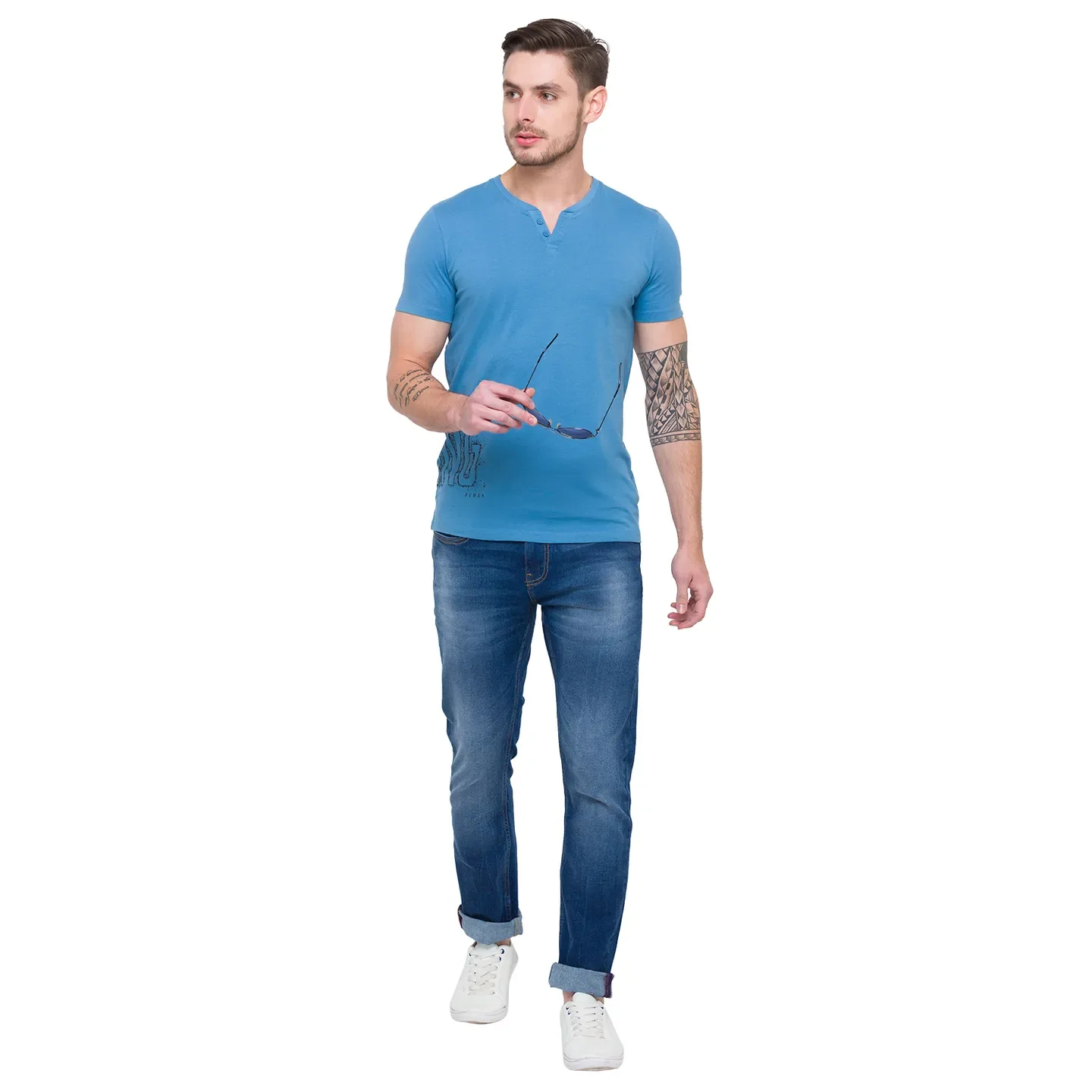 Blue Slim Straight Fit Men's Denims by Being Human Clothing - Image 5