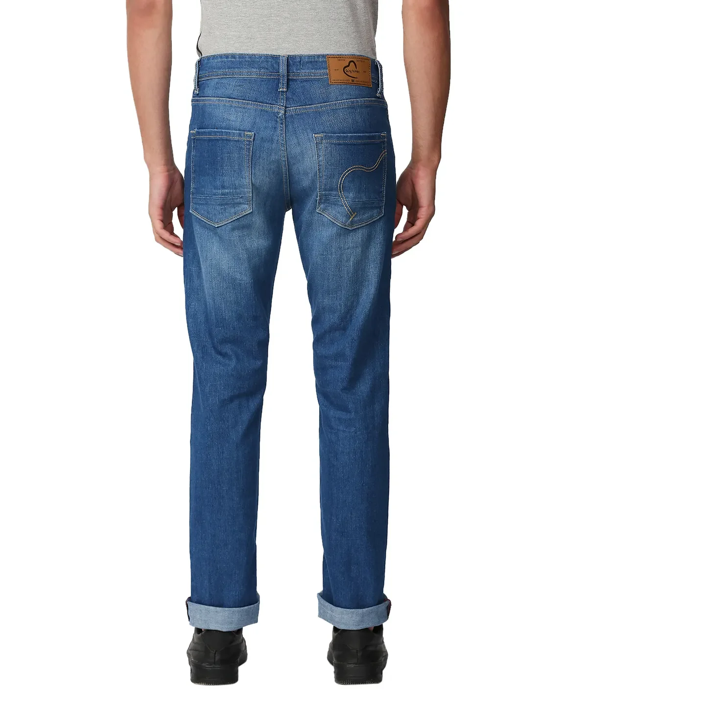 Blue Slim Straight Fit Men's Denims by Being Human Clothing - Image 4