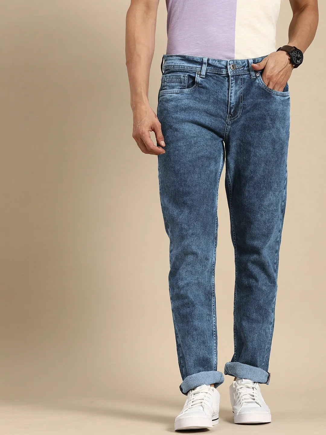 Blue Slim Straight Fit Men's Denims by Being Human Clothing