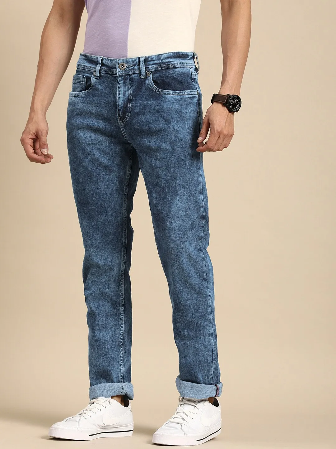 Blue Slim Straight Fit Men's Denims by Being Human Clothing - Image 2