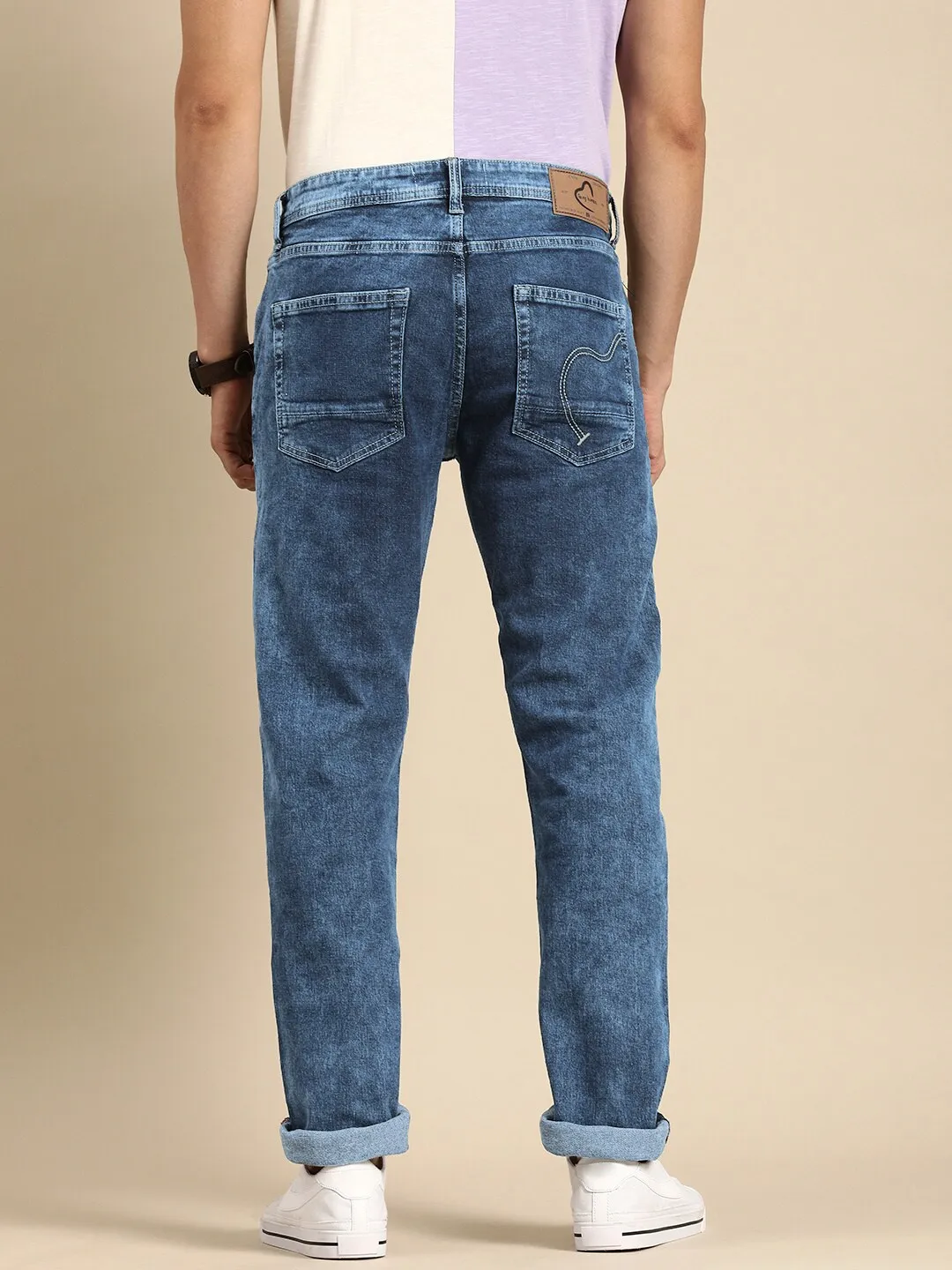 Blue Slim Straight Fit Men's Denims by Being Human Clothing - Image 3