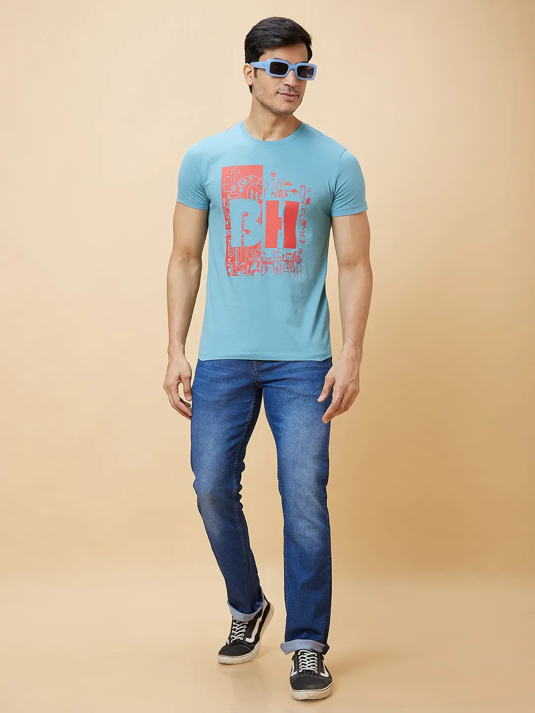 Blue Slim Straight Fit Men's Denims by Being Human Clothing - Image 6