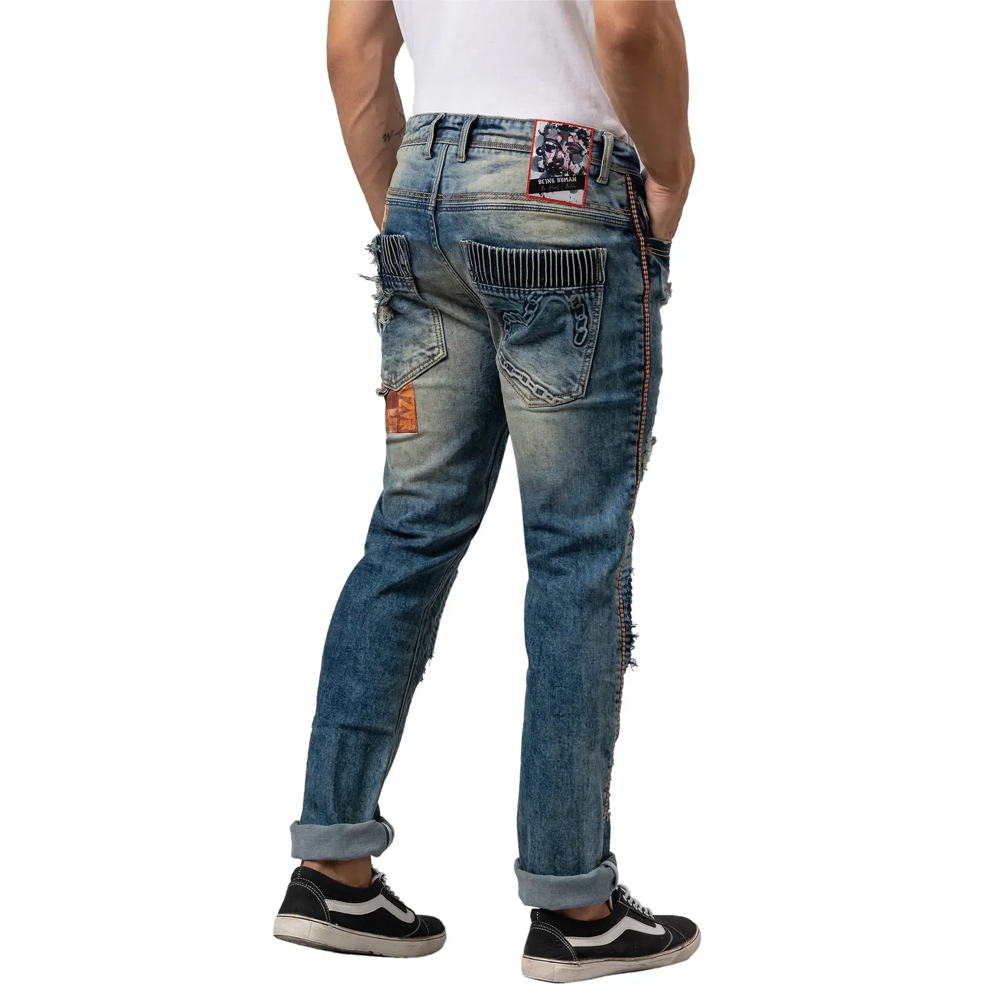 Blue Slim Straight Fit Men's Denims by Being Human Clothing - Image 3