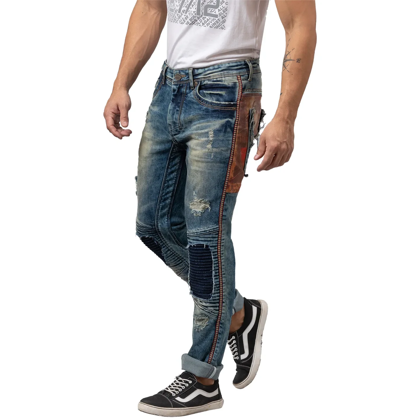 Blue Slim Straight Fit Men's Denims by Being Human Clothing - Image 4