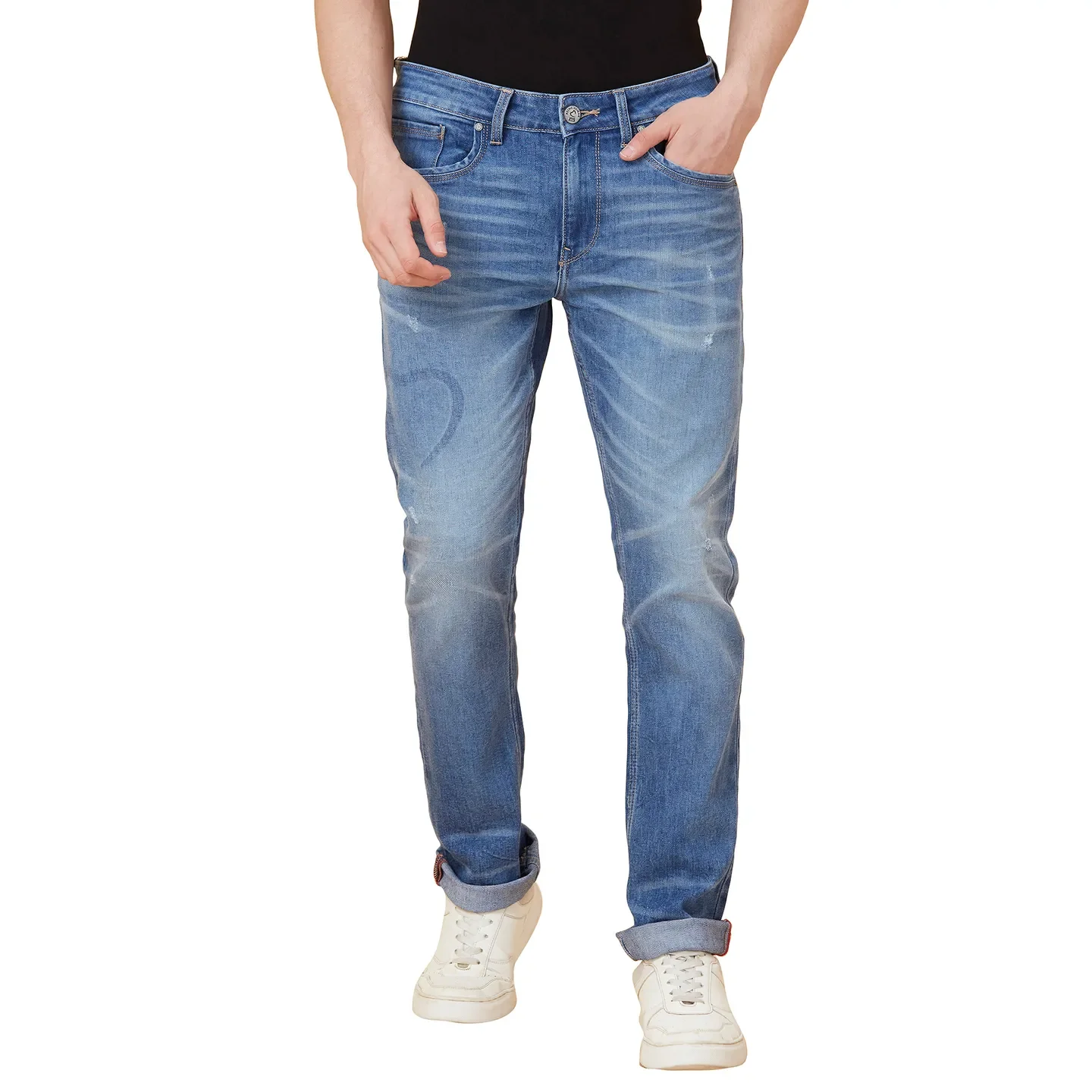 Blue Straight Fit Men's Denims by Being Human Clothing